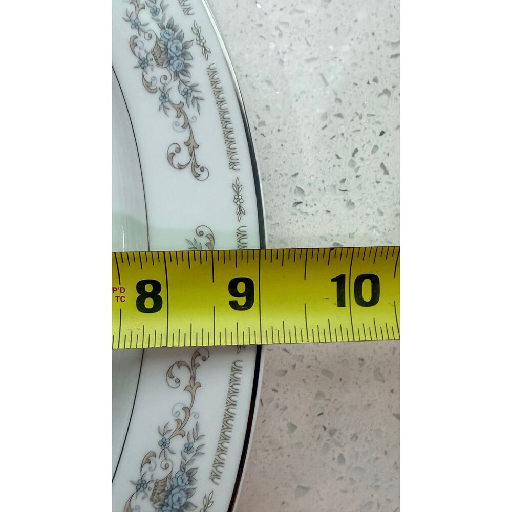 Vintage Diane Japan 12 3/8” Oval Serving Platter Blue Floral Platinum Trim - Picture 4 of 6